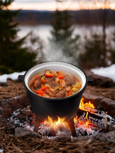 Emaliowany kociołek żeliwny Kamille 15L garnek na ognisko grill