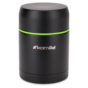 Czarny termos obiadowy, lunchbox na zupę, obiad 0,5L