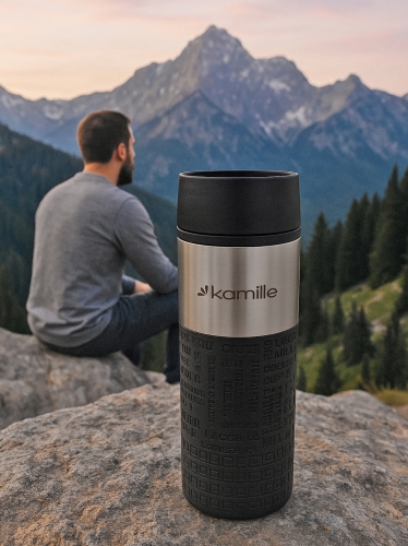 Nowoczesny kubek termiczny Kamille Coffe 420ml