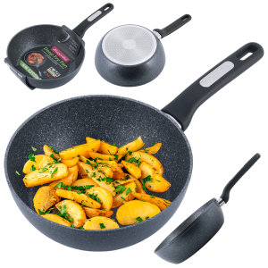 Patelnia głęboka gruba marmurowa 24cm