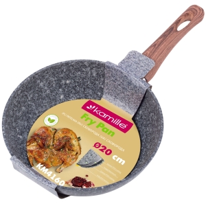 Solidna patelnia granitowa imitacja drewna 20cm