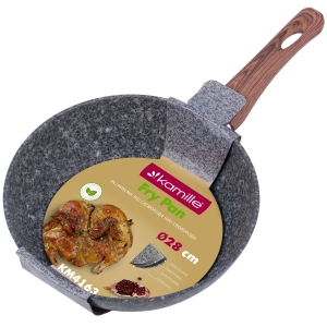 Solidna patelnia granitowa imitacja drewna 28cm