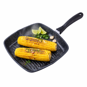 Patelnia grillowa marmurowa 28cm z pokrywką