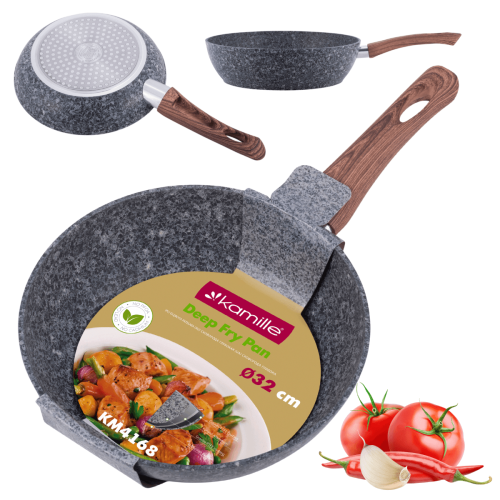 Patelnia granitowa głęboka 32cm Kamille KM4168