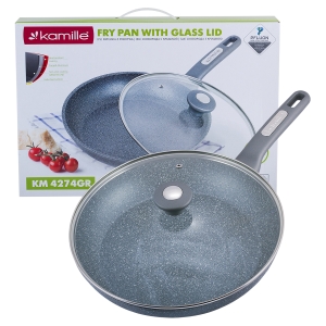 Patelnia granitowa 30cm z pokrywką