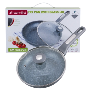 Patelnia granitowa 20cm z pokrywką