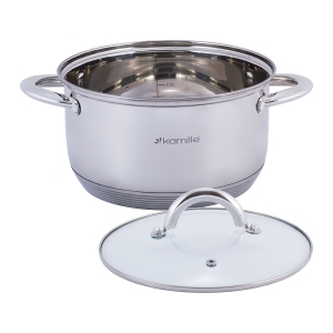 Garnek ze stali nierdzewnej ze szklaną pokrywką 3,4L