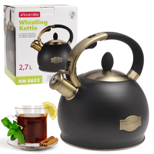 Czajnik tradycyjny z gwizdkiem 2,7L złoty emblemat