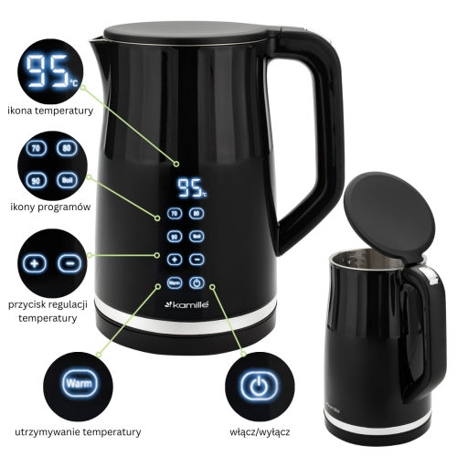 Czajnik elektryczny z regulacją temp Kamille