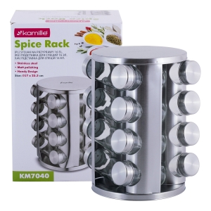 Stalowy stojak na przyprawy przyprawnik obrotowy 16el. 