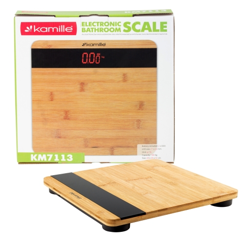 Bambusowa waga elektroniczna do łazienki nowoczesny design KM7113