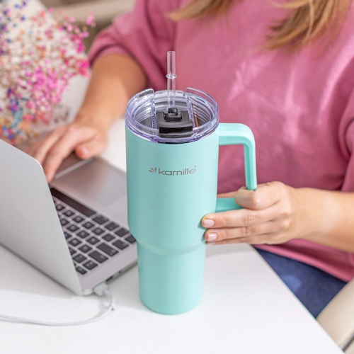 Kubek termiczny Kamille 1,2L miętowy szczelny termos z uchwytem