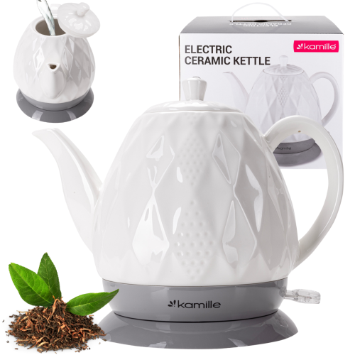 Czajnik elektryczny ceramiczny Kamille 1,5L bezprzewodowy imbryczek