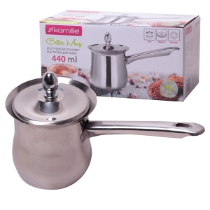 Stalowy tygielek do kawy po turecku z pokrywką 440ml