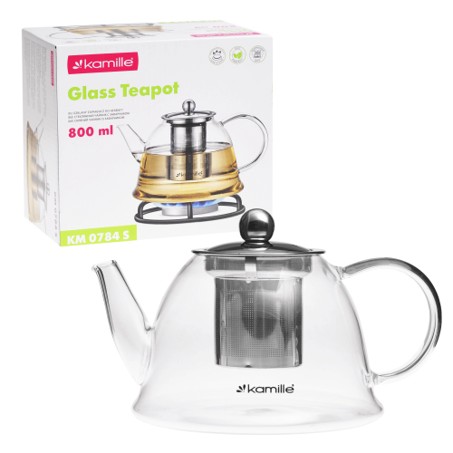 Szklany czajniczek do herbaty Kamille 800 ml z zaparzaczem