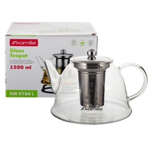 Dzbanek, zaparzacz, czajnik szklany na gaz 1,5l