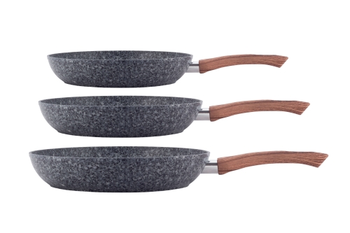 Patelnie granitowe Kamille zestaw 3 szt 20 24 28 cm do indukcji