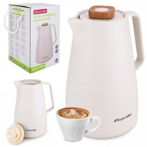 termos dzbanek 1 l Kamille biały szklany wkład