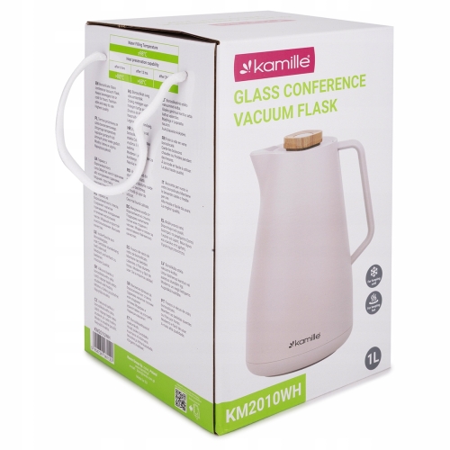 termos 1 l biały szklany wkład do herbaty