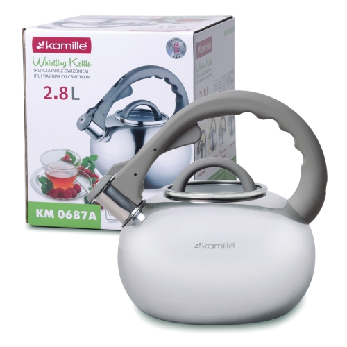 czajnik 2,8L Kamille stal nierdzewna z gwizdkiem na indukcję gaz i płytę ceramiczną