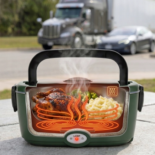 lunch box podgrzewany 1,5L Kamille z przegródkami i sztućcami