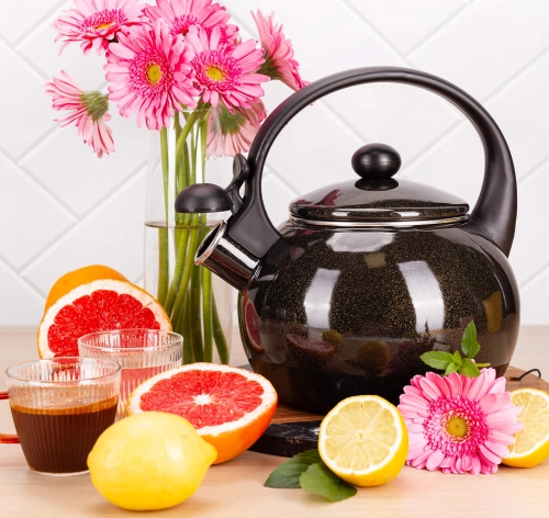 czajnik tradycyjny 2,2 L Kamille emalia stal z gwizdkiem automat