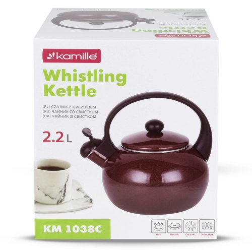 czajnik na gaz i indukcję 2,2L Kamille emaliowany z gwizdkiem