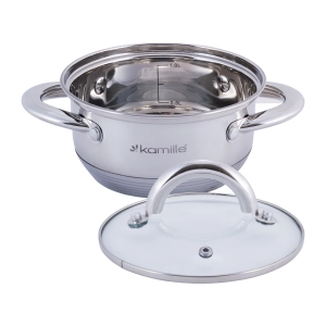 Garnek ze stali nierdzewnej ze szklaną pokrywką 1,1L