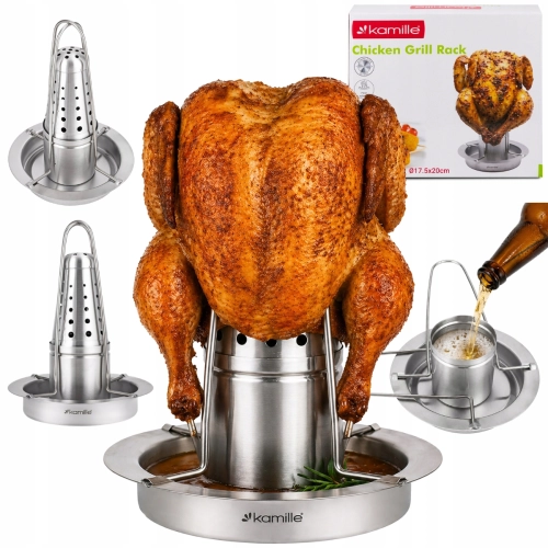 stojak do pieczenia całego kurczaka Kamille pionowy ruszt 17 cm