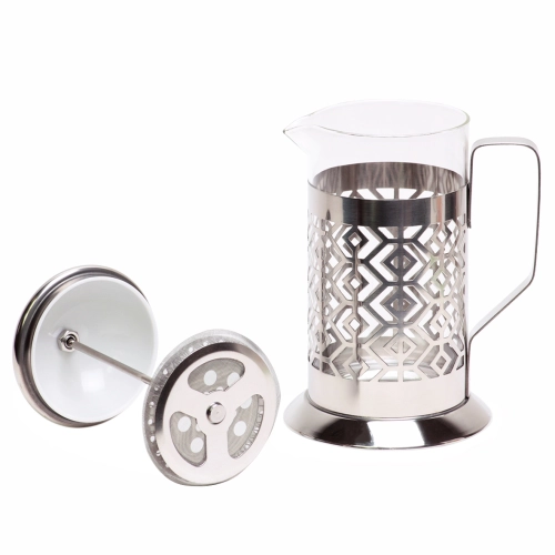 szklany french press Kamille 600 ml ze stalową obudową