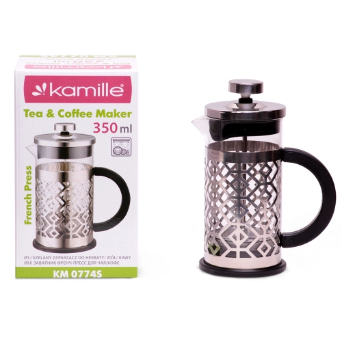 french press 350 ml Kamille KM0774S z czarną rączką