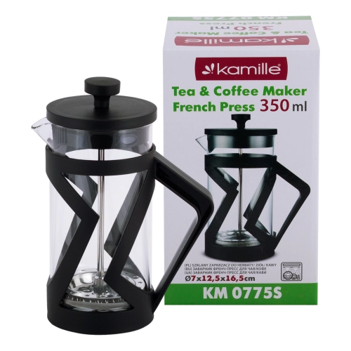 french press 350 ml Kamille KM0775S czarny nowoczesny zaparzacz