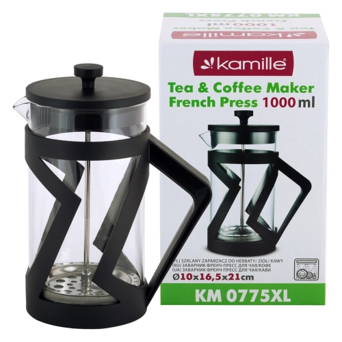 french press XL 1000 ml Kamille KM0775XL czarny nowoczesny