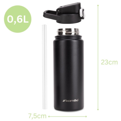 stalowy kubek termiczny Kamille 600 ml one click z ustnikiem