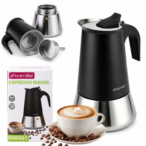 kawiarka ciśnieniowa stalowa 300 ml zaparzacz do espresso Kamille