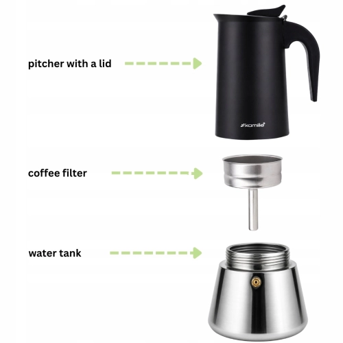 elegancka kawiarka stalowa 300 ml do espresso i cappuccino Kamille