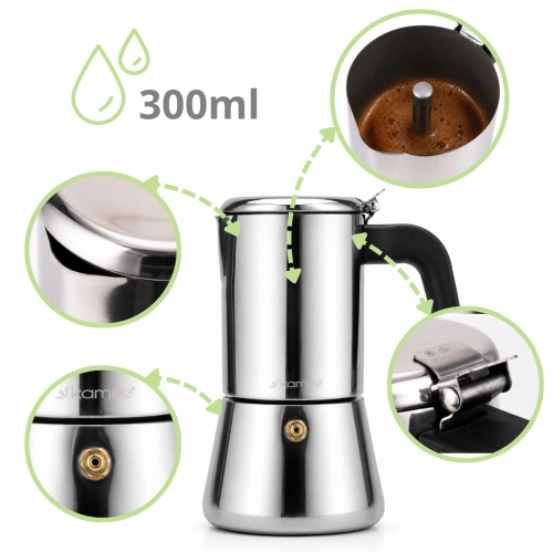 stalowa kawiarka 300 ml do przygotowania aromatycznej kawy espresso