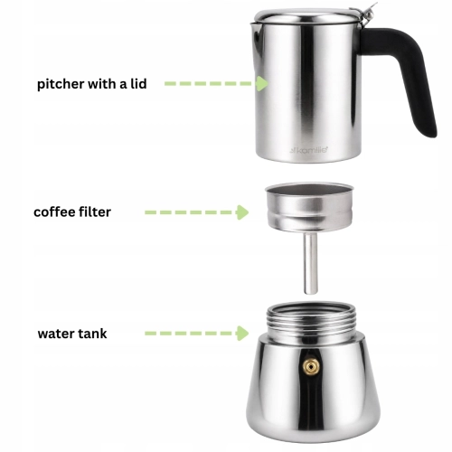 kawiarka Kamille 300 ml zaparzacz do espresso ze stali nierdzewnej