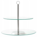 Elegancka patera dwupoziomowa szklana 21/25 cm Kamille na słodkie wypieki