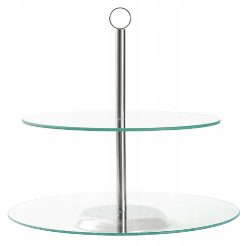 Elegancka patera dwupoziomowa szklana 21/25 cm Kamille na słodkie wypieki