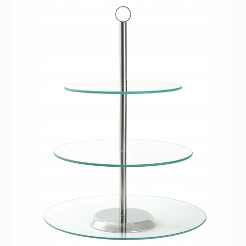 Elegancka patera trzypoziomowa szklana 21/25/30 cm Kamille na słodkie wypieki