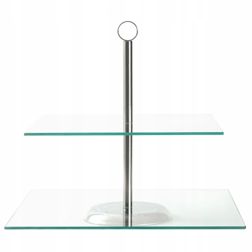 Dwupiętrowa patera kwadratowa Kamille 21/25 cm do eleganckiego podawania deserów