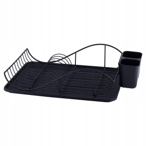 Jednopoziomowa suszarka do naczyń z ociekaczem na sztućce czarna