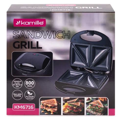 Opiekacz kuchenny Kamille 800W z lampkami kontrolnymi pracy