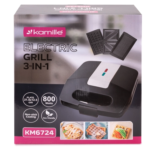 Opiekacz 3w1 Kamille 800W grill toster i gofrownica z wymiennymi płytami