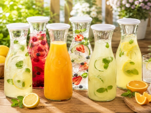 Dzbanek szklany 580 ml Kamille z korkiem do serwowania napojów
