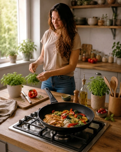 Patelnia 26 cm Kamille z trwałą powłoką non stick do smażenia