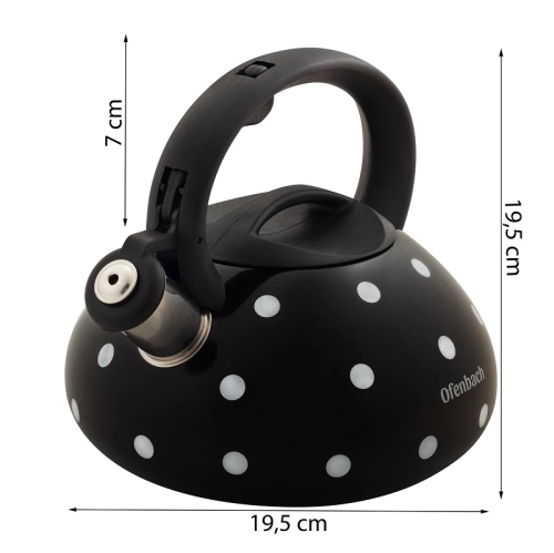 Elegancki czajnik w groszek 2,5 l do wszystkich rodzajów kuchenek