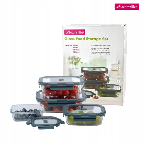 Zestaw lunchboxów Kamille z pokrywkami BPA Free do codziennego użytku