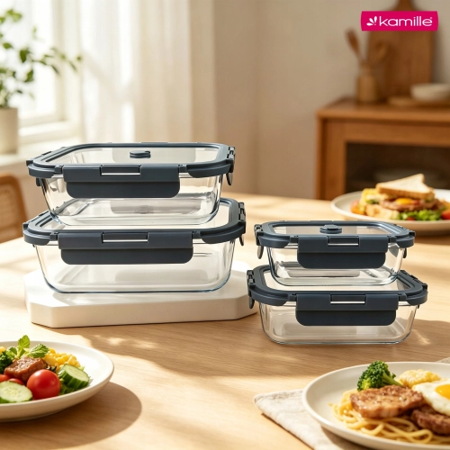 Szklane lunchboxy Kamille do piekarnika mikrofalówki i lodówki